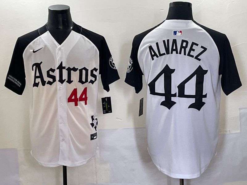 Men 2025 Houston Astros #44 Alvarez White Black Five generations Joint Name Nike MLB Jersey style 3